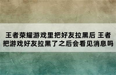 王者荣耀游戏里把好友拉黑后 王者把游戏好友拉黑了之后会看见消息吗